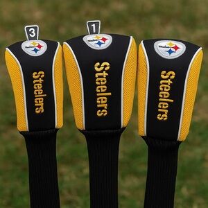 Pittsburgh Steelers NFL Golf Headcovers Set of 3 1 3 5 PGA Team Logo Embroidered
